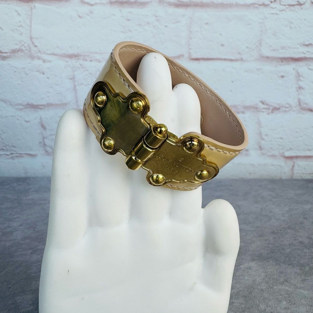Louis Vuitton Save it Patent Leather Tan Bracelet